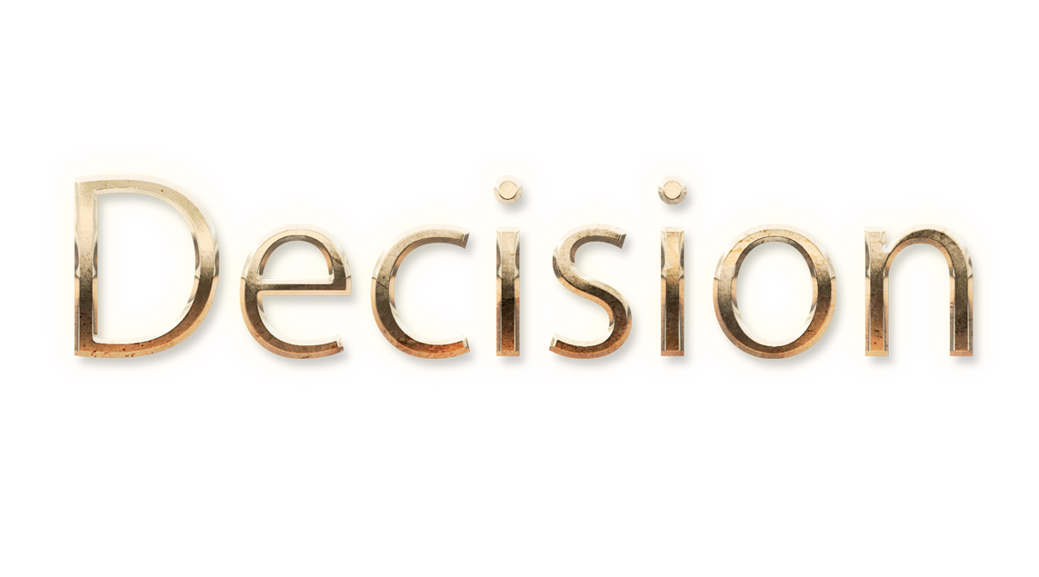 WORD DECISION gold text typography PNG images free